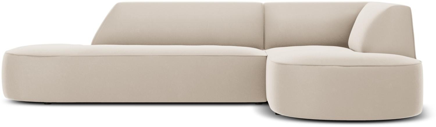 Micadoni 4-Sitzer Samtstoff Modular Ecke rechts Sofa Ruby | Bezug Beige | Beinfarbe Black Plastic Bild 1