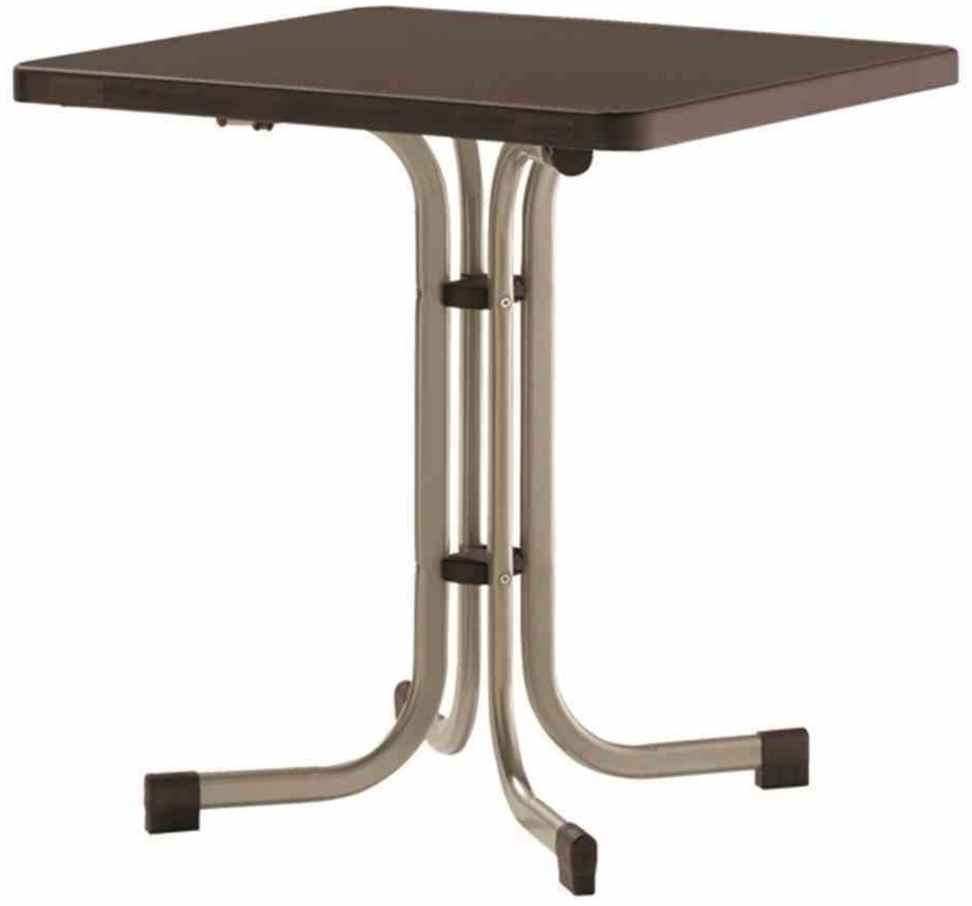 Boulevard-Klapptisch, 70x70 cm, champagner/mocca Stahrohrgestell, Mecalit-Pro-Platte Bild 1