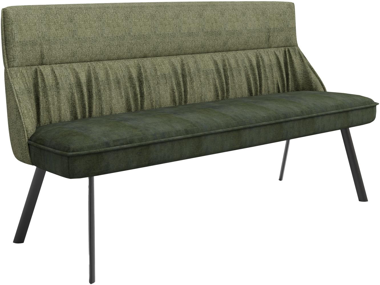 byLIVING Bank CALIFORNIA / Rücken Webstoff grün / Sitz Vintage-Velvet grün mit Keder / Gestell Metall schwarz / Bank mit Rückenlehne / B 180, H 88, T 63 cm Bild 1