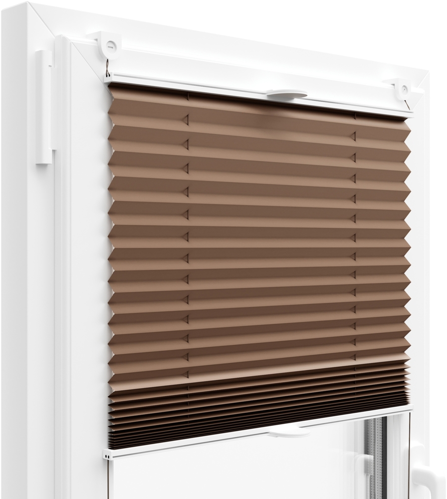 Plissee Faltrollo inkl. Klemmträger mocca 55x150 cm Jalousie Bild 1