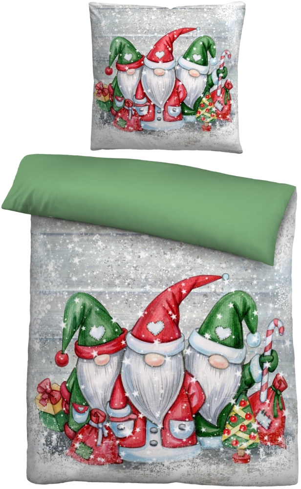 biberna Feinbiber Bettwäsche 0346608 WICHTEL, sturmgrau, 1x 155x220 cm + 1x 80x80 cm Bild 1