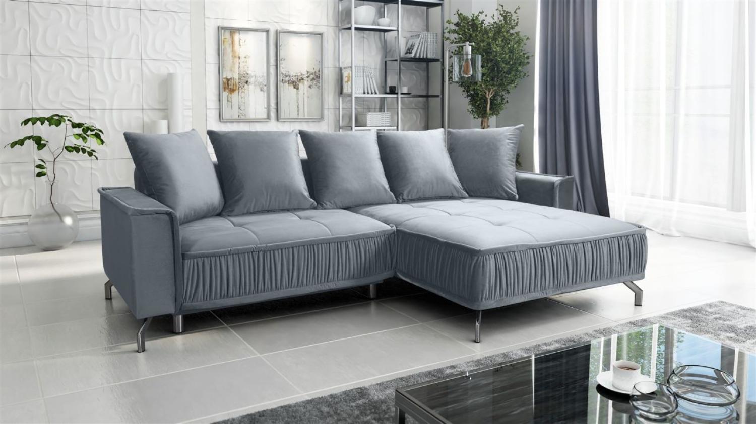 Ecksofa Schlafsofa Sofa FLORENCE Stoff Element Grau Ottomane Rechts Bild 1