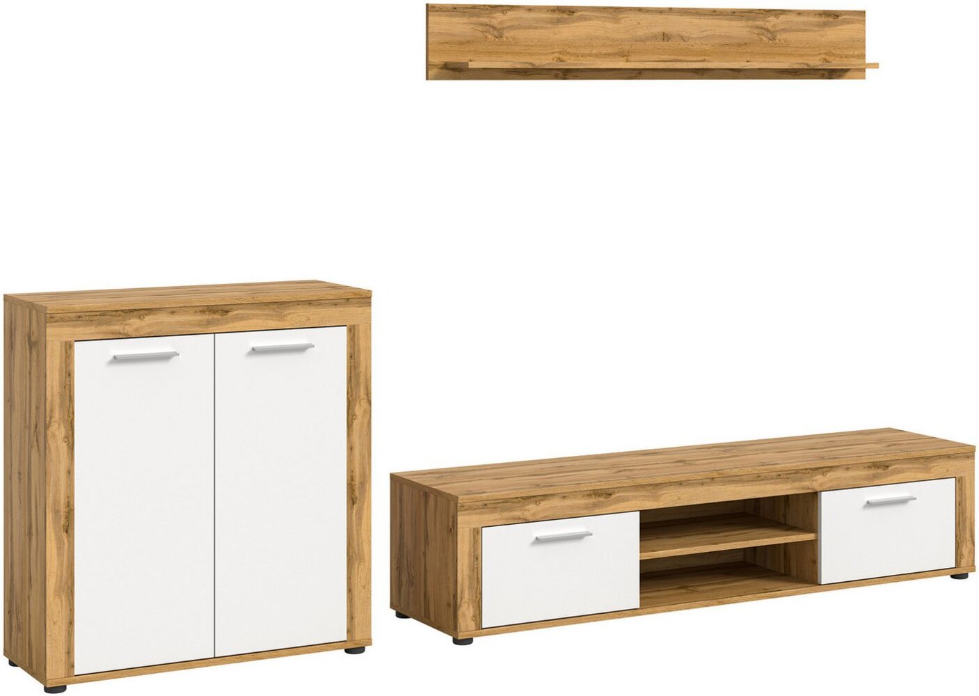 INOSIGN Wohnzimmer-Set Aosta, Breite 255cm, bestehend aus Highboard, Lowboard, Wandboard, (3-St), Wohnwand, Kombination, Anbauwand, Möbel Set, Schrankwand, Möbel Kombi Bild 1