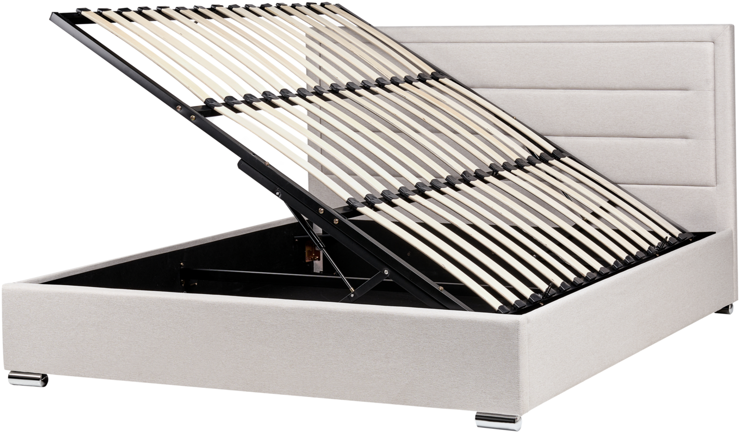 Bett mit Stauraum Stoff ROUEN 180 x 200 cm Hellbeige Bild 1