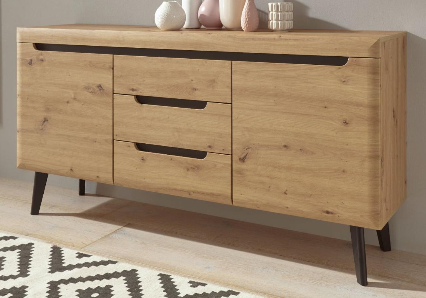 Sideboard Ronson in Eiche Artisan und schwarz 160 x 83 cm Bild 1