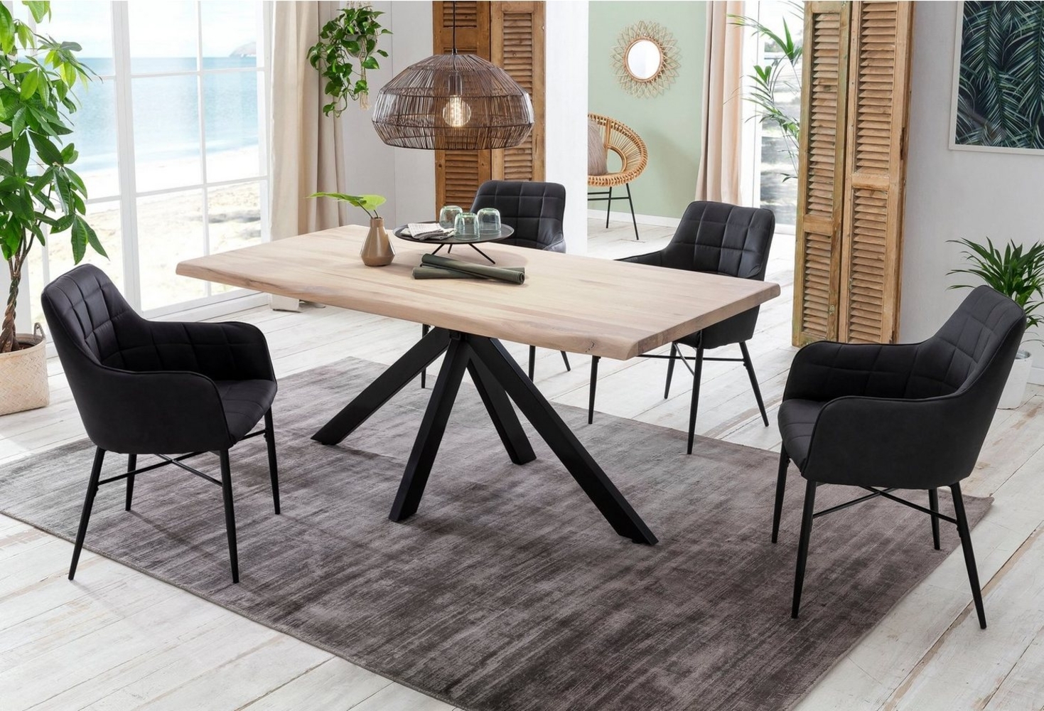 Home affaire Esstisch Tristan, Massivholz Wildeiche mit echter Baumkante Bild 1