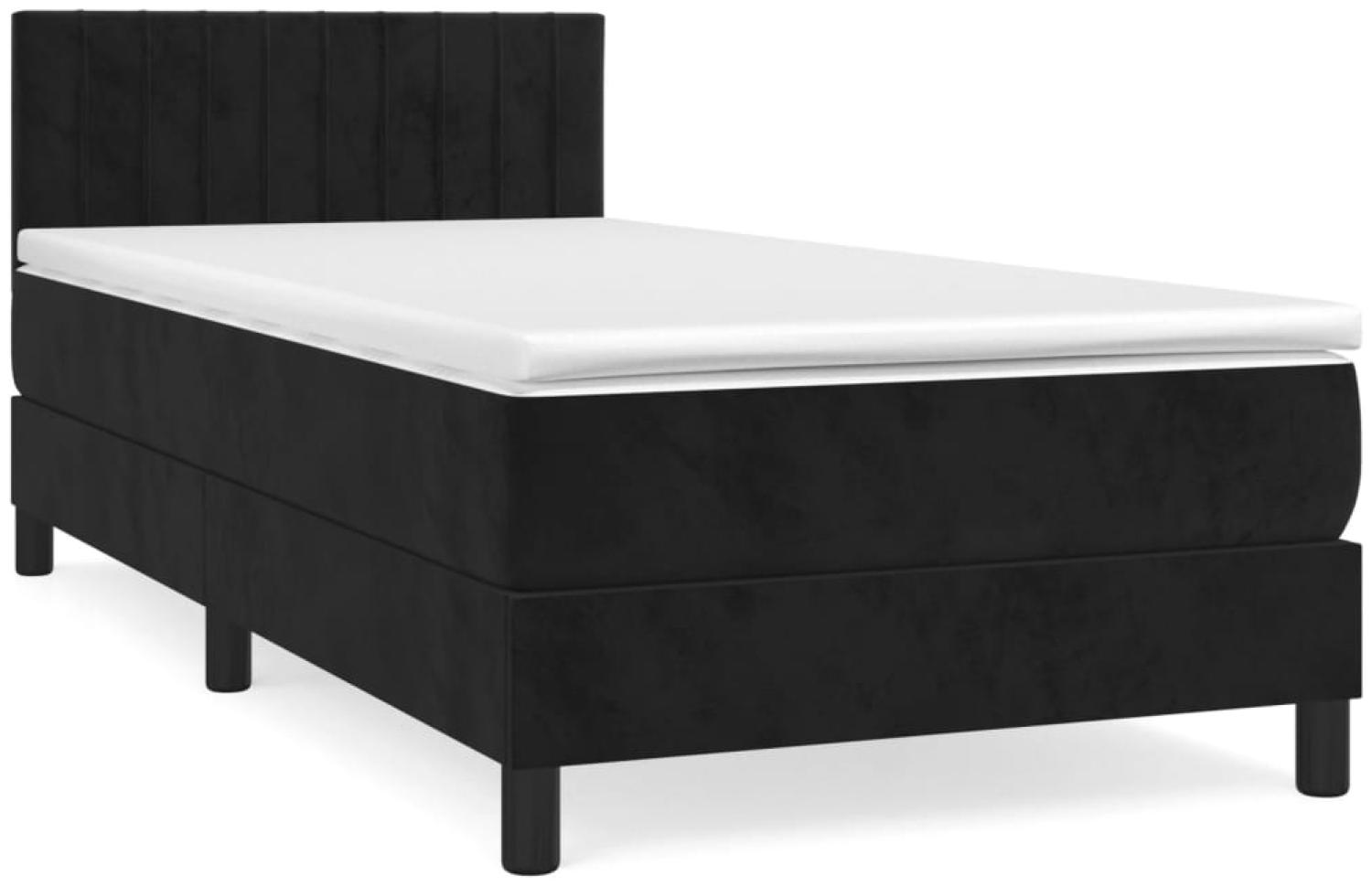 vidaXL Boxspringbett mit Matratze Schwarz 100x200 cm Samt 3141409 Bild 1
