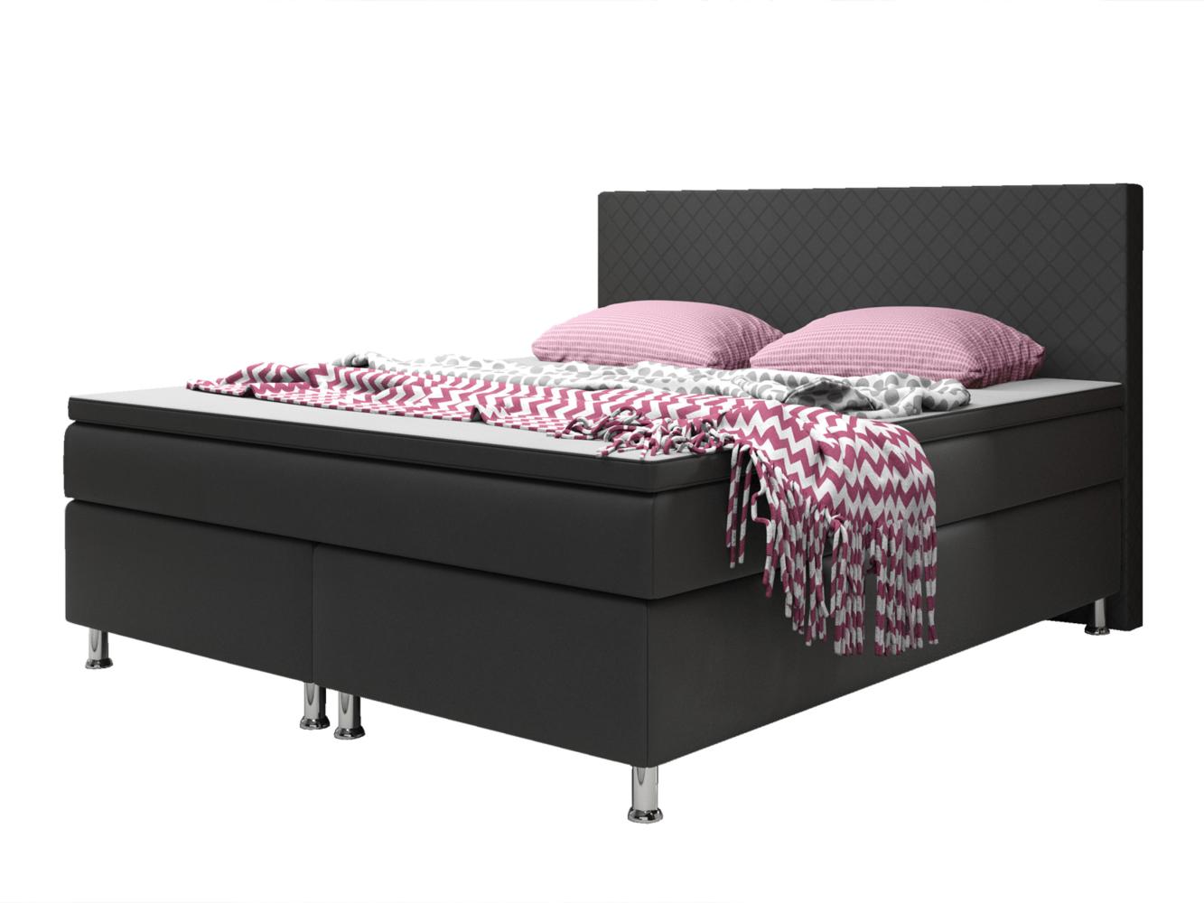 Boxspringbett Madrid 180x200 cm Kunstleder Schwarz Bild 1