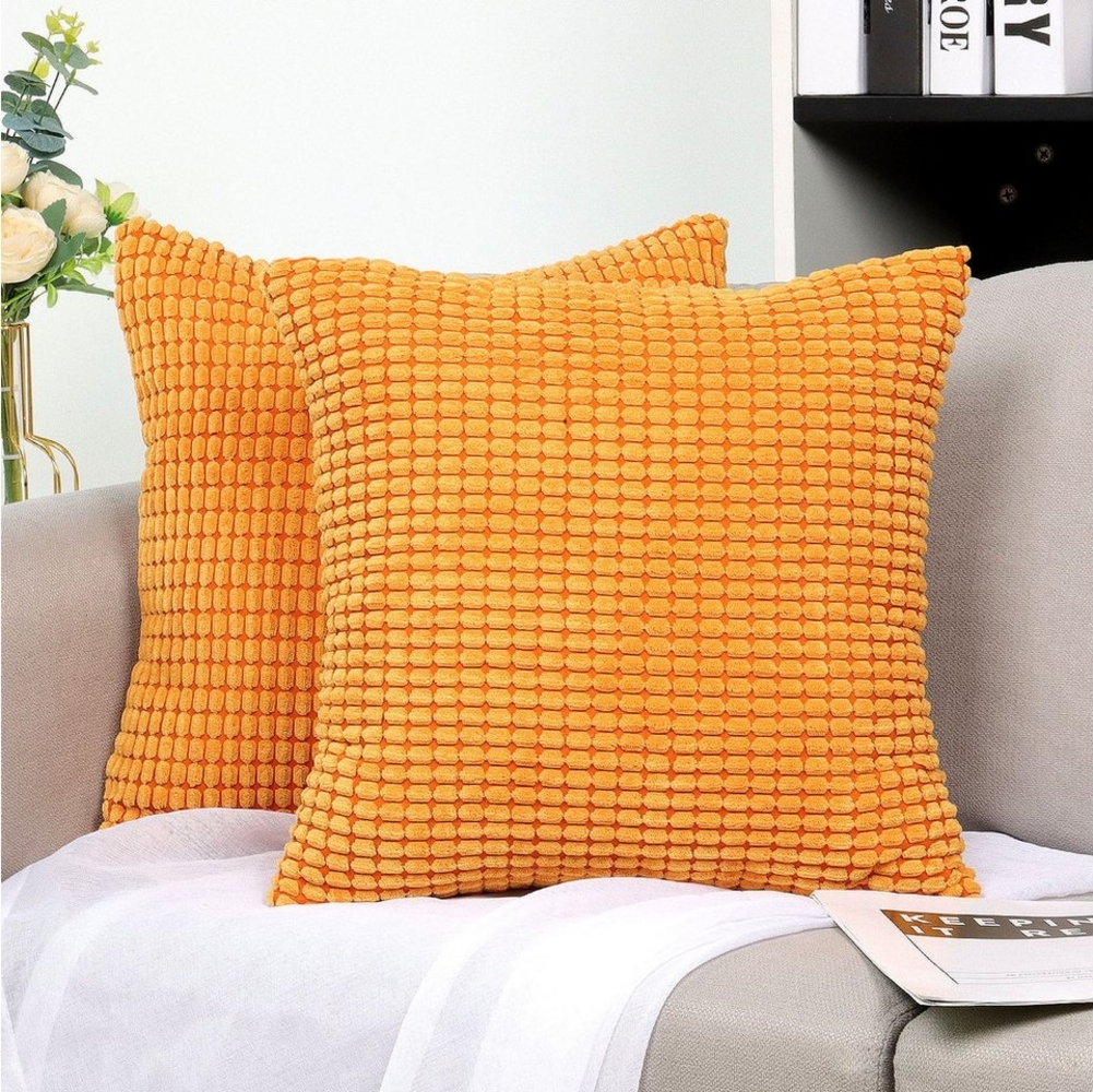 TAN. TOMI Kissenbezüge Kord Uni 2er Set Kissenbezug flauschig körnig Farbverlauf, Für Zierkissen Dekokissen Sofakissen Couchkissen vielen Farben Bild 1