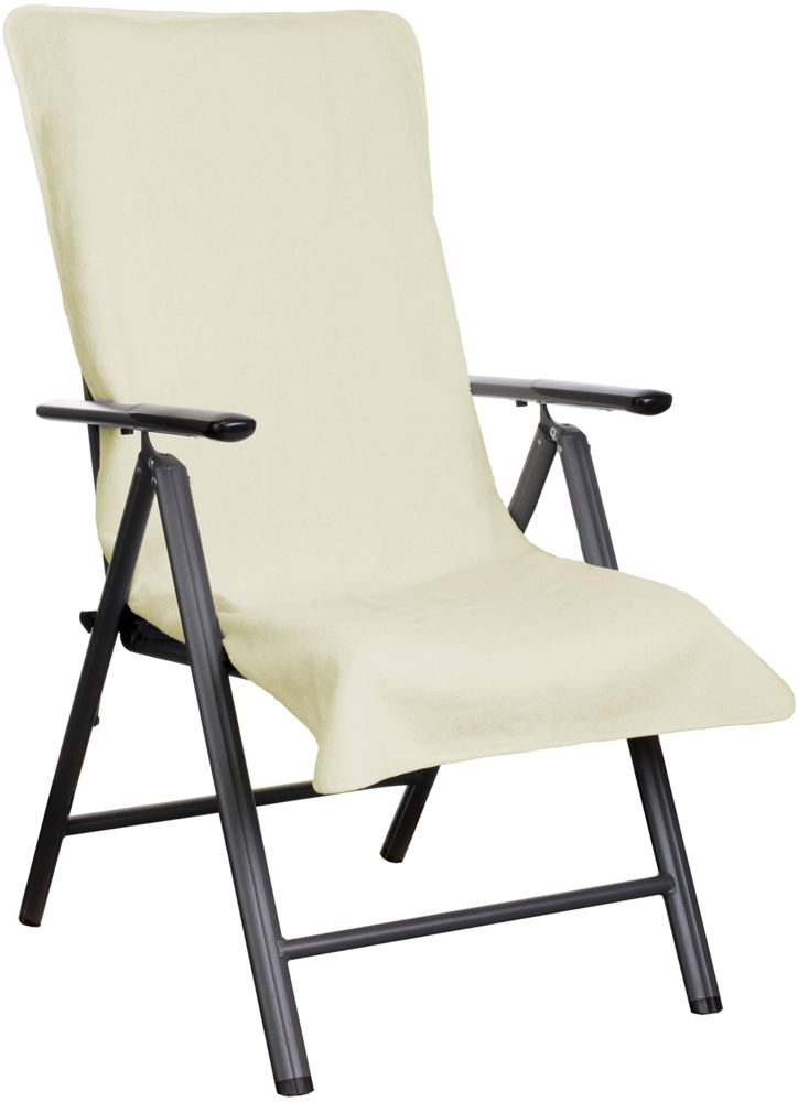 Brandsseller Frottee-Auflage für Gartenstuhl 65x130 cm – XL-Handtuch als Schonbezug für Stuhlpolster aus 100% Baumwolle – rutschfest, waschbar, Öko-Tex – Creme Bild 1