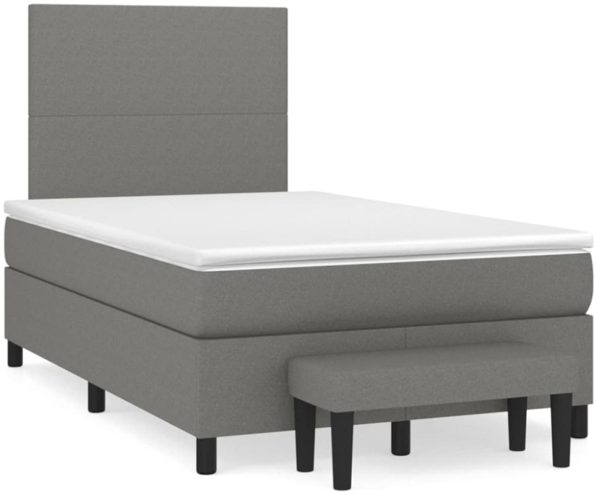 vidaXL Boxspringbett mit Matratze Dunkelgrau 120x190 cm Stoff 3270342 Bild 1