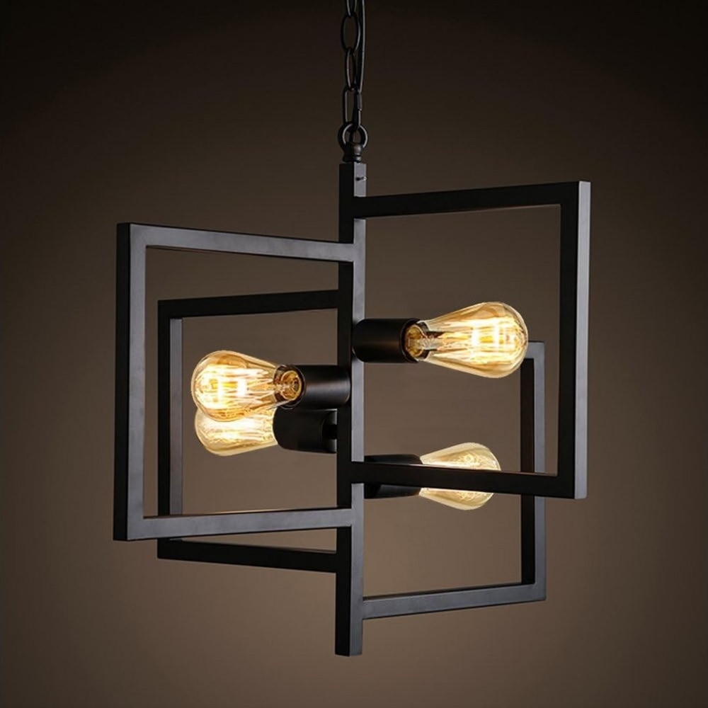 JDONG Hängeleuchte Pendelleuchte im Art Deco Stil 4×E27 klassisch-modern mit Kette, 100cm Höhenverstellbar, (ohne Glühbirn), Wohnzimmer Deckenleuchte Deckenlampe (schwarz) Bild 1