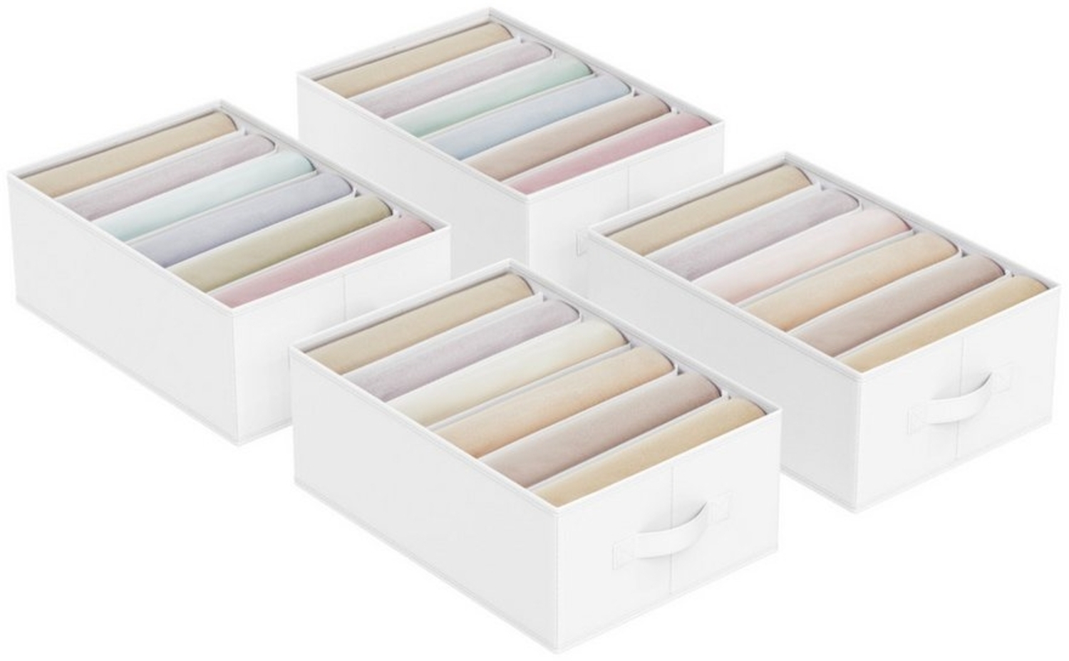 SONGMICS Kleiderschrank-Organizer 4er Set, Aufbewahrungsbox 6 Fächer, Schubladen-Ordnungssystem, Ordnungsboxen faltbar, 42 x 30 x 17 cm, für Hosen, Kleidung, wolkenweiß RUSDE009W04 Bild 1