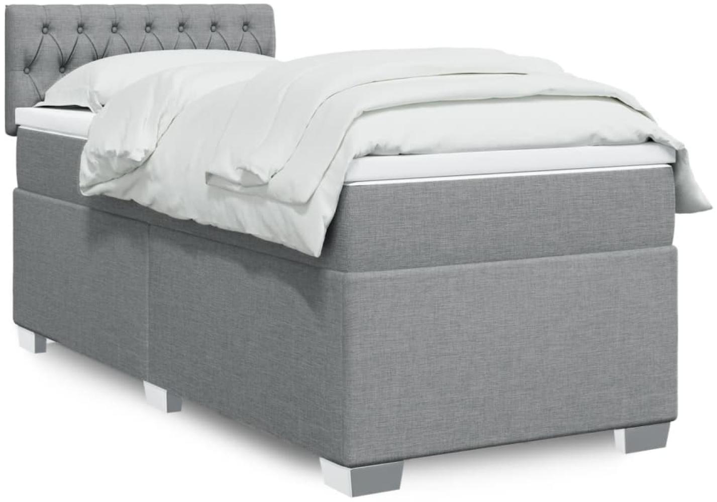 vidaXL Boxspringbett mit Matratze Hellgrau 90x190 cm Stoff 3285750 Bild 1