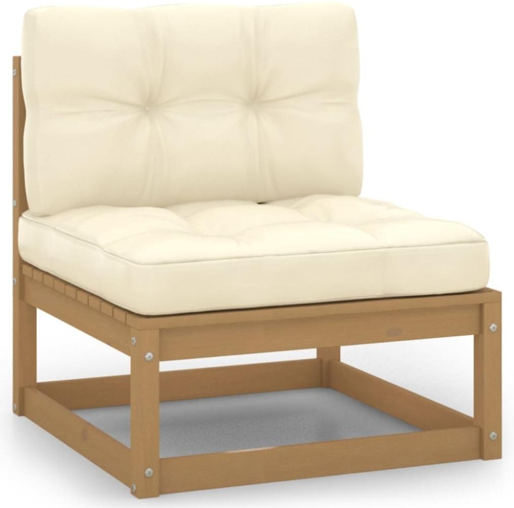 vidaXL Garten-Mittelsofa mit Creme Kissen Massivholz Kiefer 805723 Bild 1