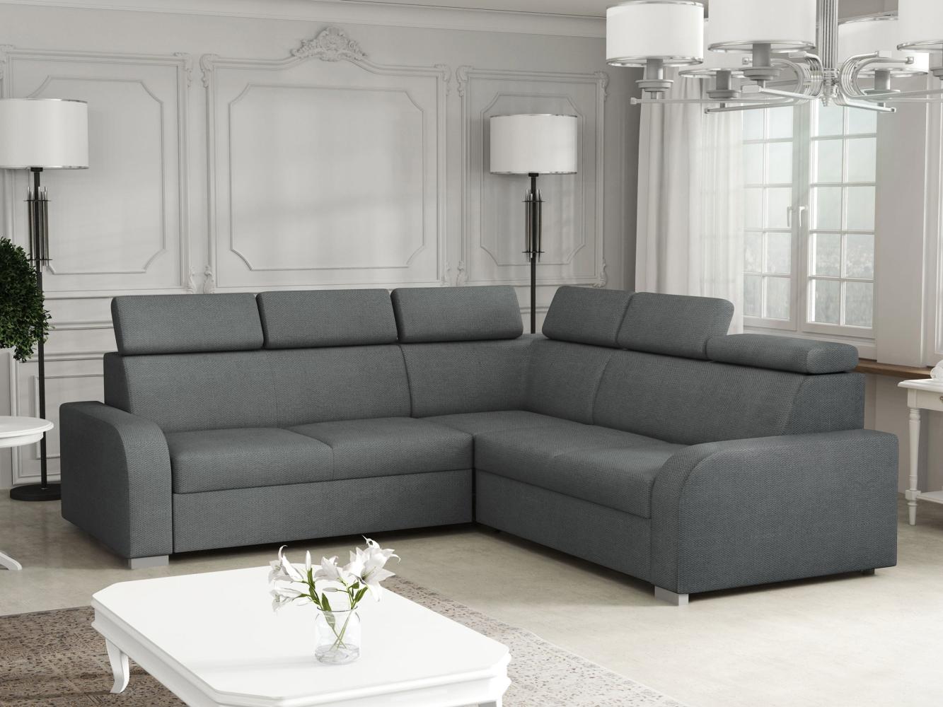 Ecksofa Apollo 2rR2p mit Schlaffunktion und Bettkasten, L-Form, Einstellbare Kopfstützen (Farbe: Crown 18) Bild 1