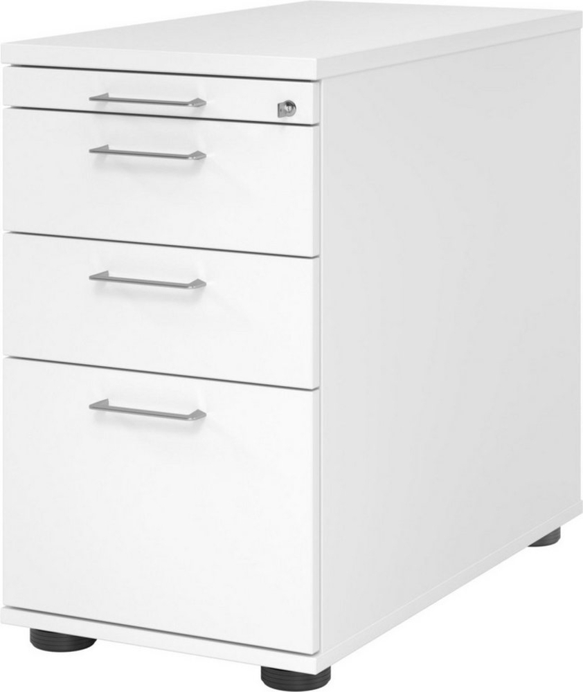 Standcontainer, 2 Schub, 1 Hängeregistratur, Schloss Büge, Metall Weiß, 76 x 42,8 x 80 cm Bild 1