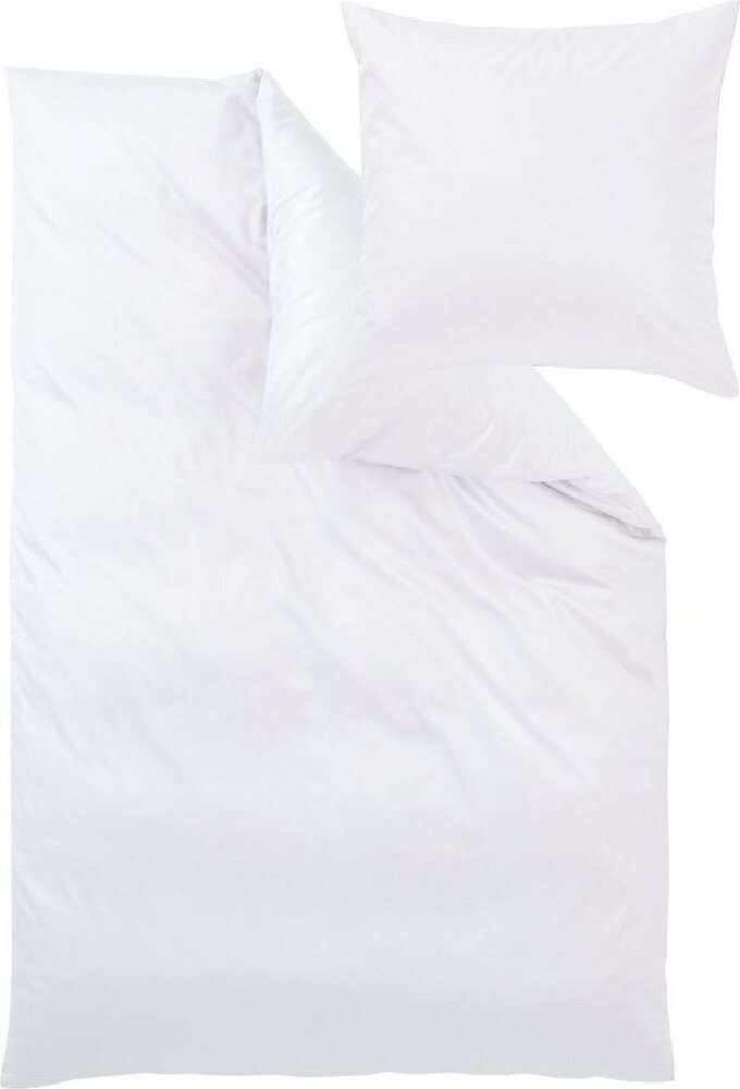 Uni-Mako-Satin - Curt Bauer Uni 155x220 + 80x80 cm-0000 weiß Bild 1