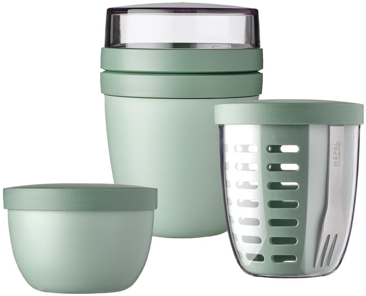 Mepal - Promotion-Set Pots Ellipse 3-teilig - Lunchpot 500 + 200 ml, Fruitpot 600 ml, Snackpot 350 ml - Essensbehälter, Joghurtbecher, to go Becher - Geeignet für Spülmaschine - Nordic Sage Bild 1