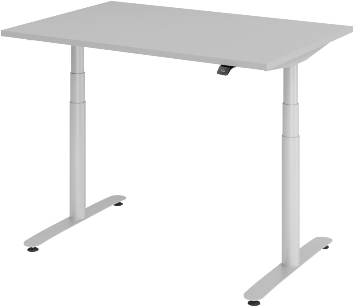 bümö elektrisch höhenverstellbarer Schreibtisch 120x80 cm mit Memory, Bluetooth & App-Steuerung - Schreibtisch höhenverstellbar elektrisch , elektrischer Schreibtisch grau, Gestell silber, XDLR-12-5-S Bild 1