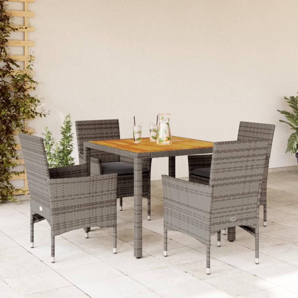 vidaXL 5-tlg. Garten-Essgruppe mit Kissen Grau Poly Rattan Akazie 3278676 Bild 1