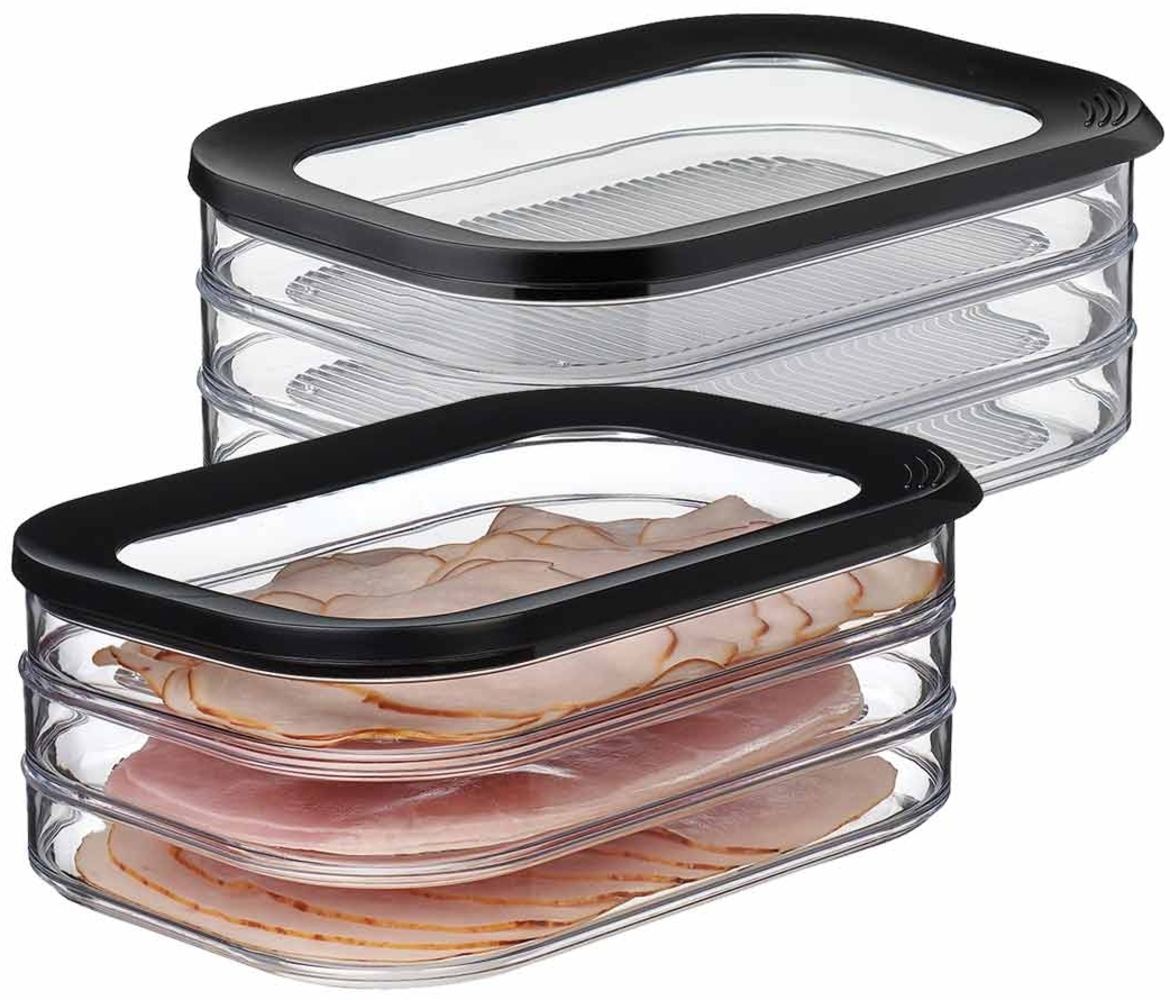 Mepal MODULA 2er Set Aufschnittdose je 3-teilig 550 ml schwarz Bild 1