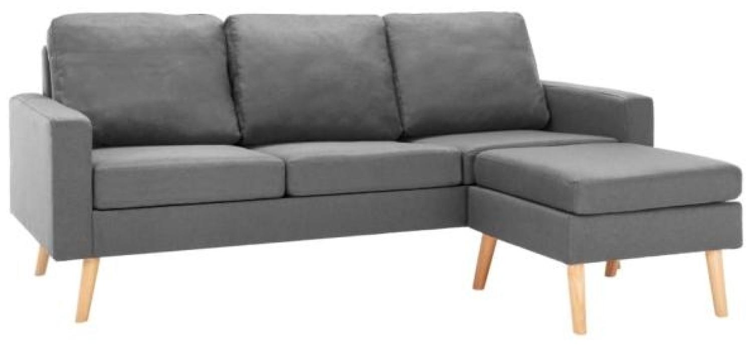 vidaXL 3-Sitzer-Sofa mit Hocker Hellgrau Stoff 288723 Bild 1