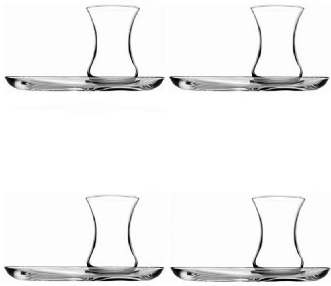 Pasabahce 4er set 2x Teeglas + 2x UntertasseTeeglas 125ml transparent Bild 1