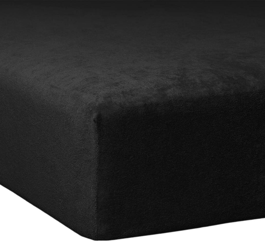 Traumschlaf Flausch Biber Boxspring Matratzen Spannbettlaken|180x200 cm - 200x200 cm| schwarz Bild 1