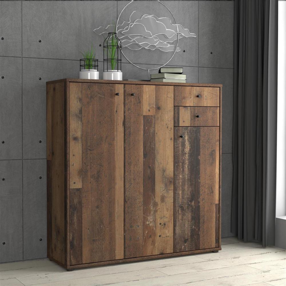 Kommode >Tembi< in Old Wood Vintage - 108,8x111,1x34,8cm (BxHxT) Bild 1