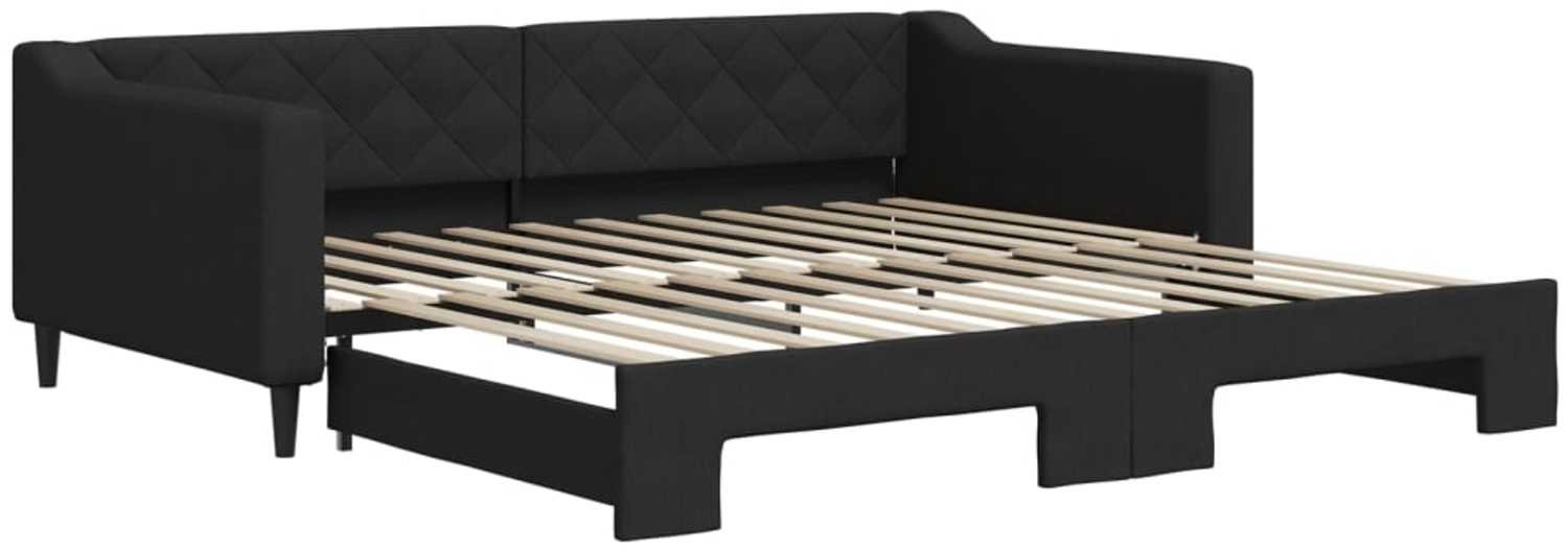 vidaXL Tagesbett Ausziehbar Schwarz 100x200 cm Stoff 3197433 Bild 1