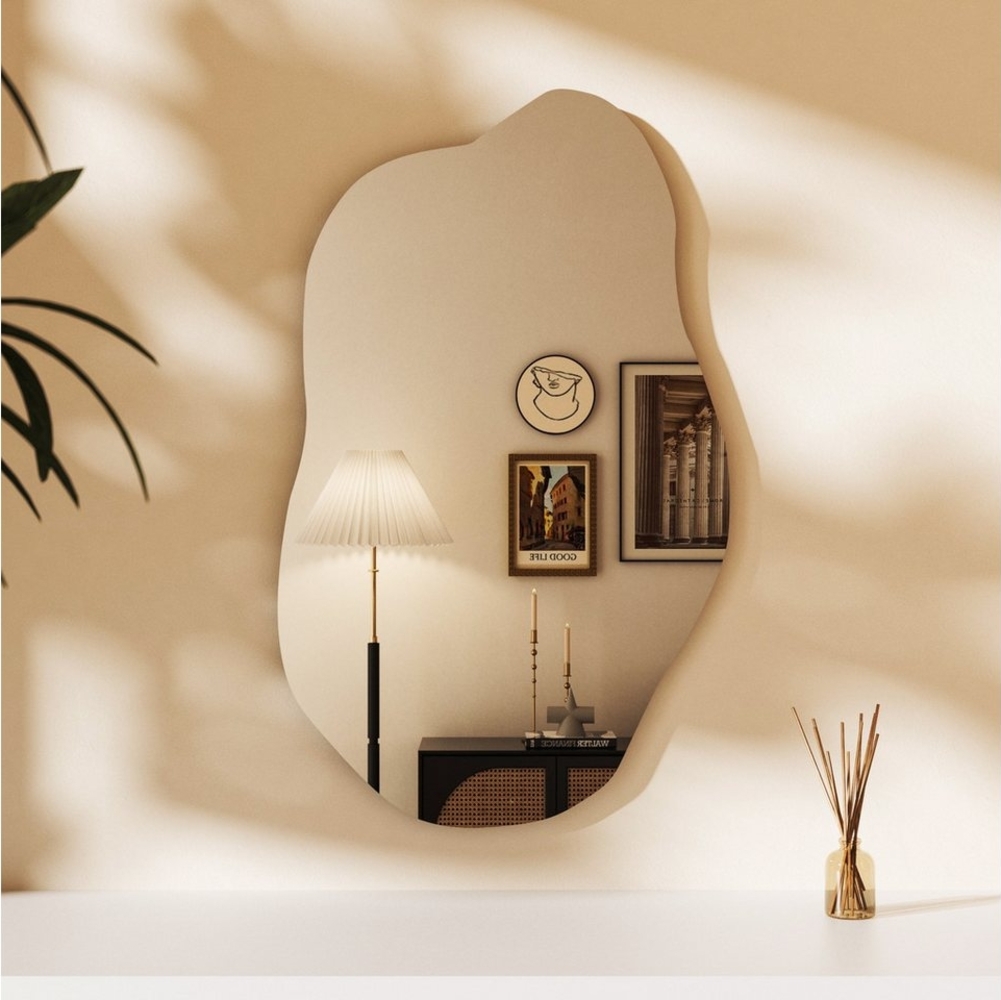 Hopibath Dekospiegel Wandspiegel Flur Modern Asymmetrisch Spiegel Schminkspiegel Wand (Flurspiegel Badspiegel Türspiegel, 1-St, Wolke 62x90cm), mit Metall Haken Bild 1