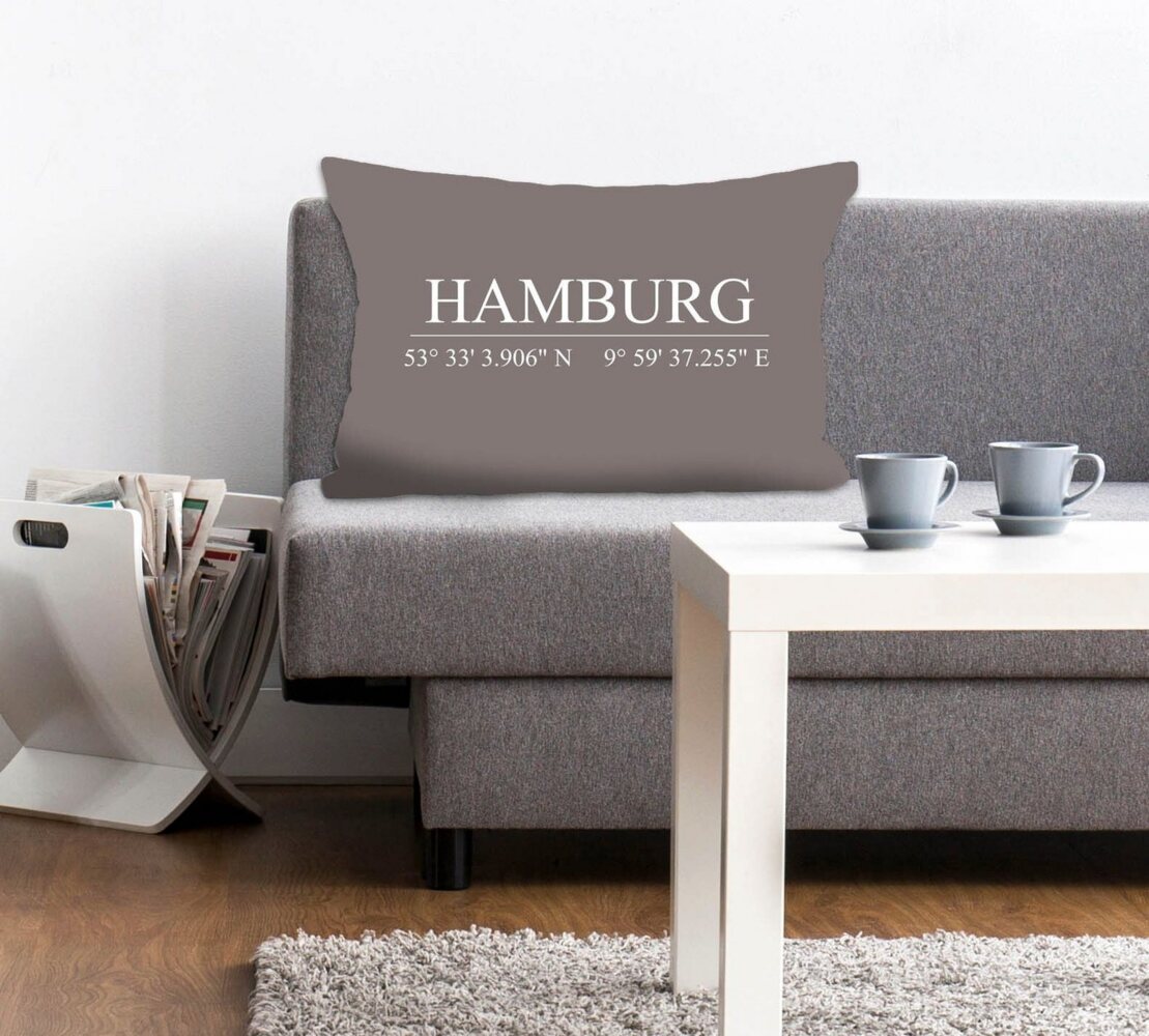 queence Dekokissen Hamburg, Kissenhülle,Hamburg Schriftzug,Koordinaten,Stadtmotiv,Urban,Maritim Bild 1