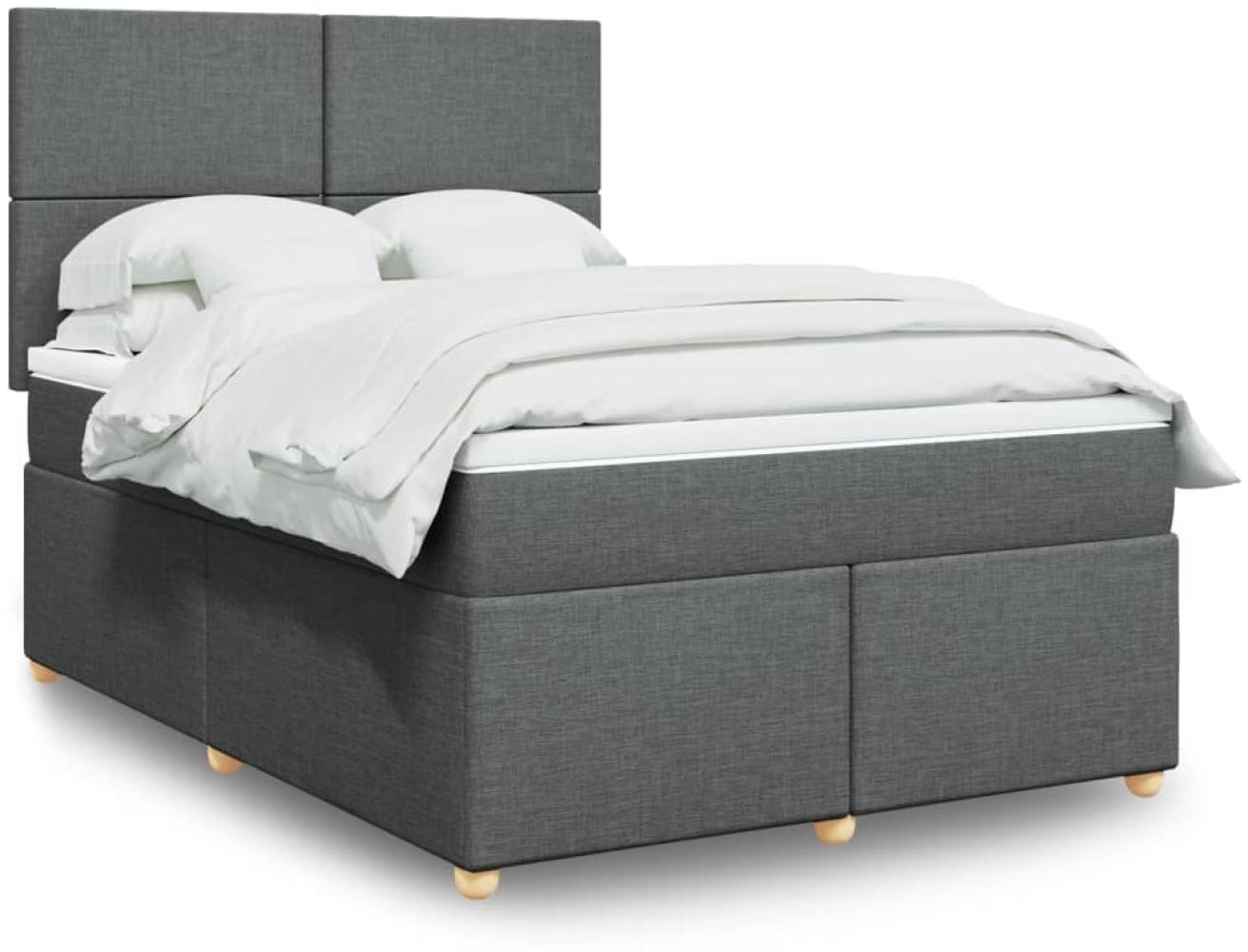 vidaXL Boxspringbett mit Matratze Dunkelgrau 140x200 cm Stoff 3293597 Bild 1