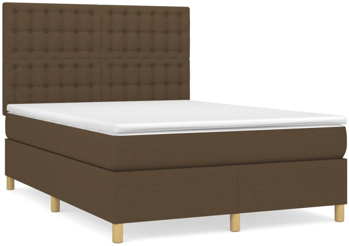 vidaXL Boxspringbett mit Matratze Dunkelbraun 140x190 cm Stoff, Härtegrad: H2 [3142652] Bild 1
