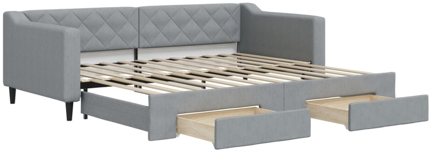 vidaXL Tagesbett Ausziehbar mit Schubladen Hellgrau 90x200 cm Stoff 3197462 Bild 1