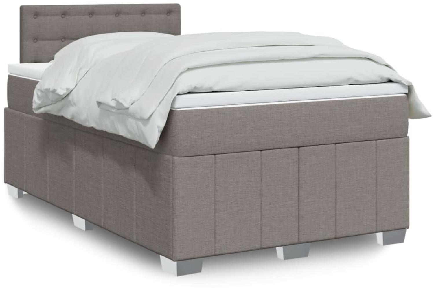 vidaXL Boxspringbett mit Matratze Taupe 120x200 cm Stoff 3289353 Bild 1