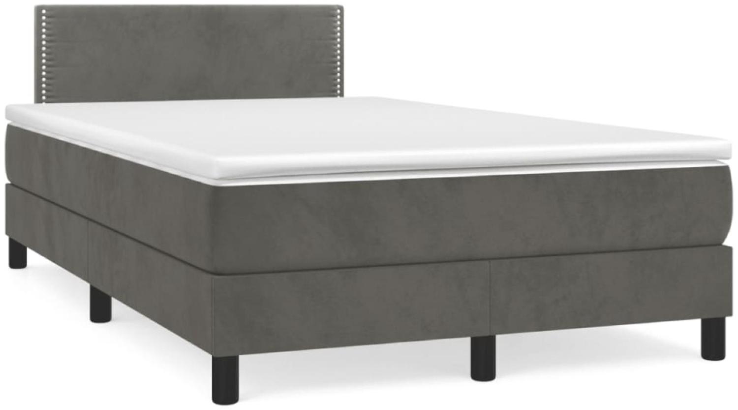 vidaXL Boxspringbett mit Matratze Dunkelgrau 120x190 cm Samt 3269832 Bild 1