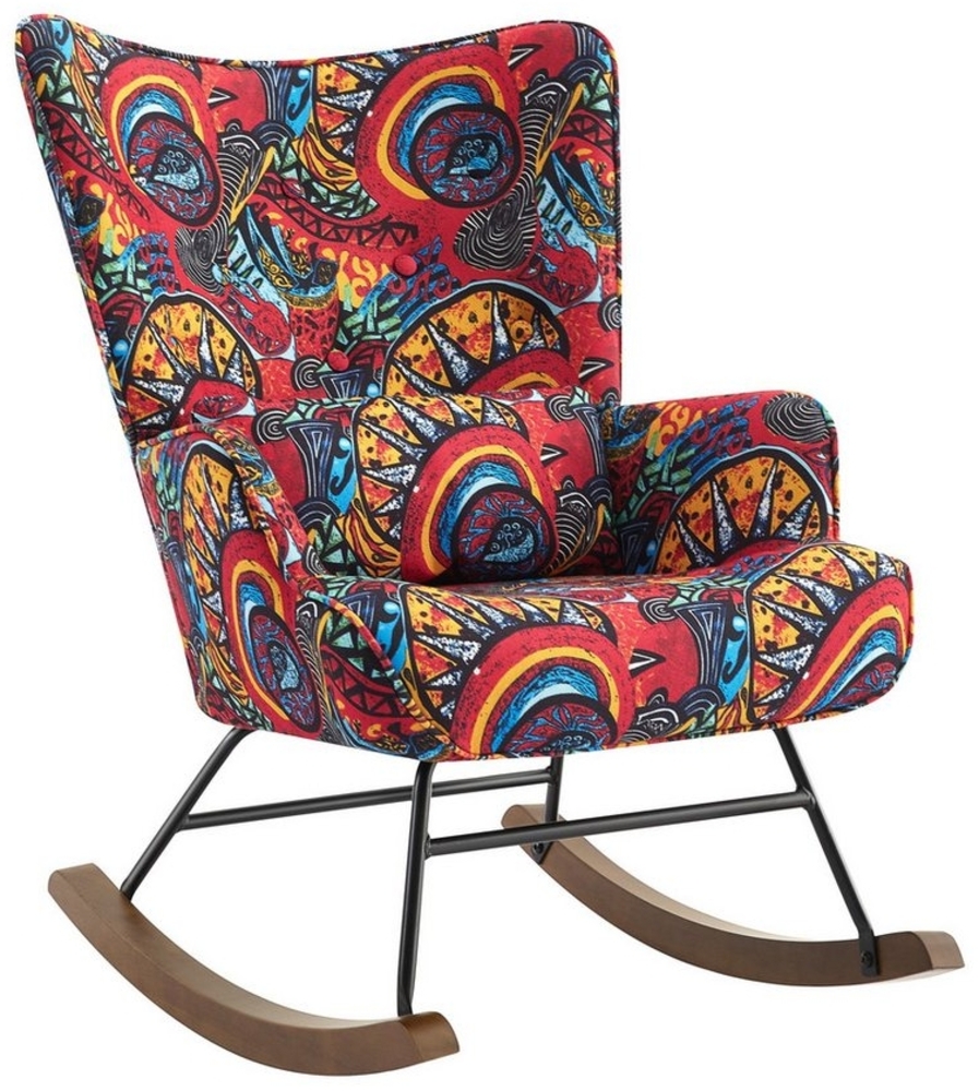 HomeMiYN Schaukelstuhl Schaukelstuhl Wohnzimmer Samt mit Metallgestell Holzsockel stillsessel, Aus holz Bild 1