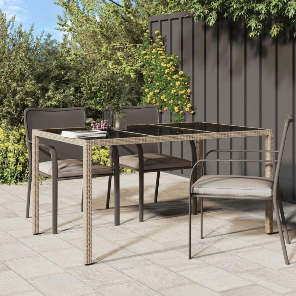 vidaXL Gartentisch 150x90x75 cm Gehärtetes Glas Poly Rattan Beige 316710 Bild 1