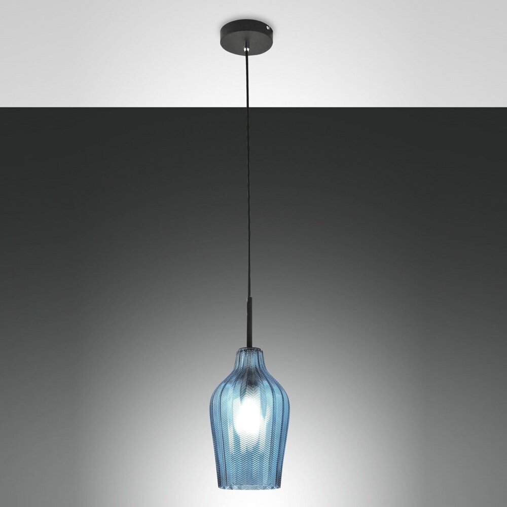 Fabas Luce 3724-40-244 Pendelleuchte Stintino azurblau schwarz 18cm E27 Bild 1