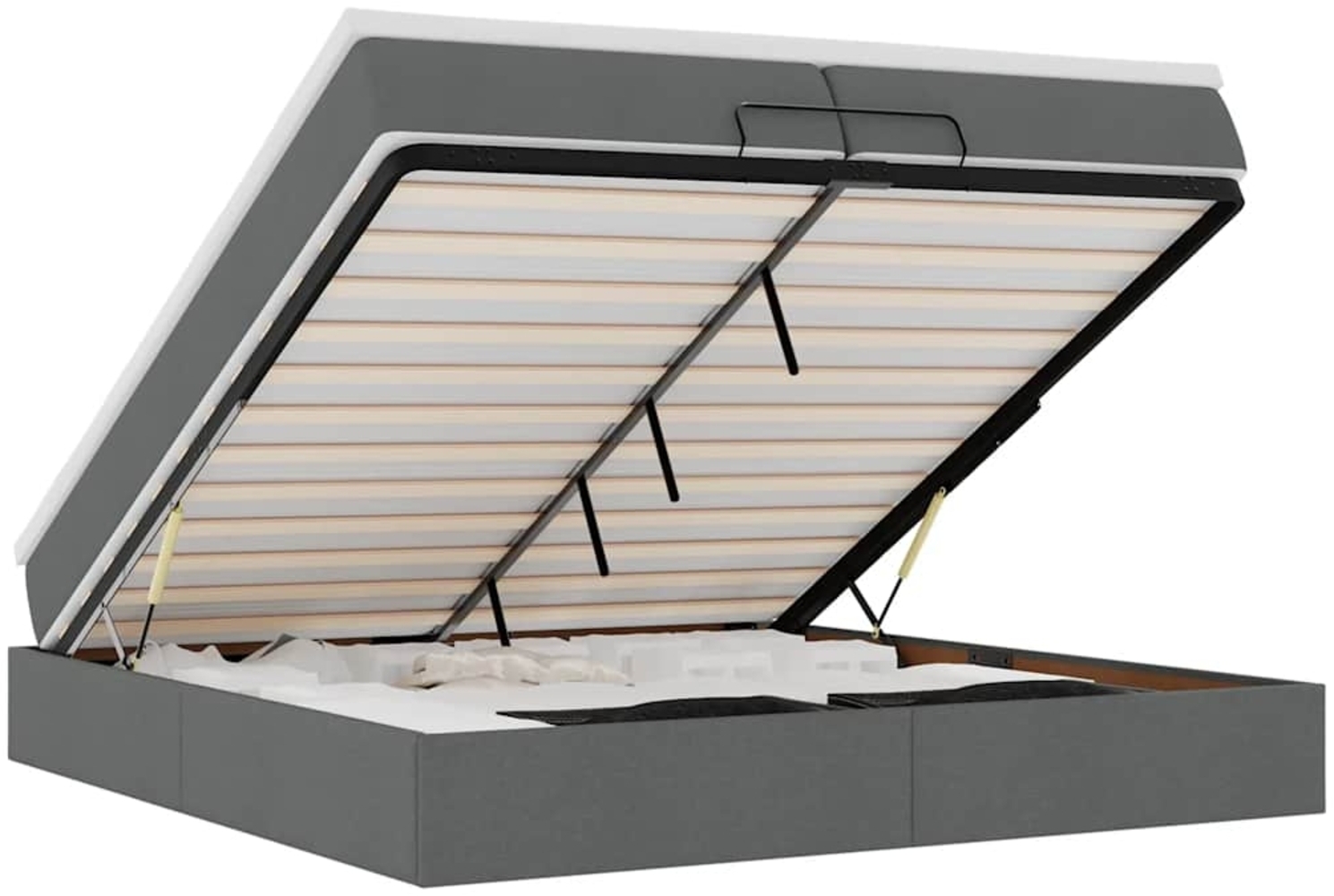 vidaXL Ottoman-Bett mit Matratzen Dunkelgrau 200x200 cm Stoff 3311135 Bild 1