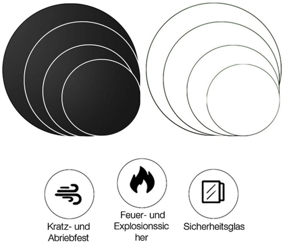 Melko Glastisch Kaminglas Bodenplatte Rund ESG Sicherheitsglas Klarglas od Schwarz (Stück), ESG Sicherheitsglas Bild 1