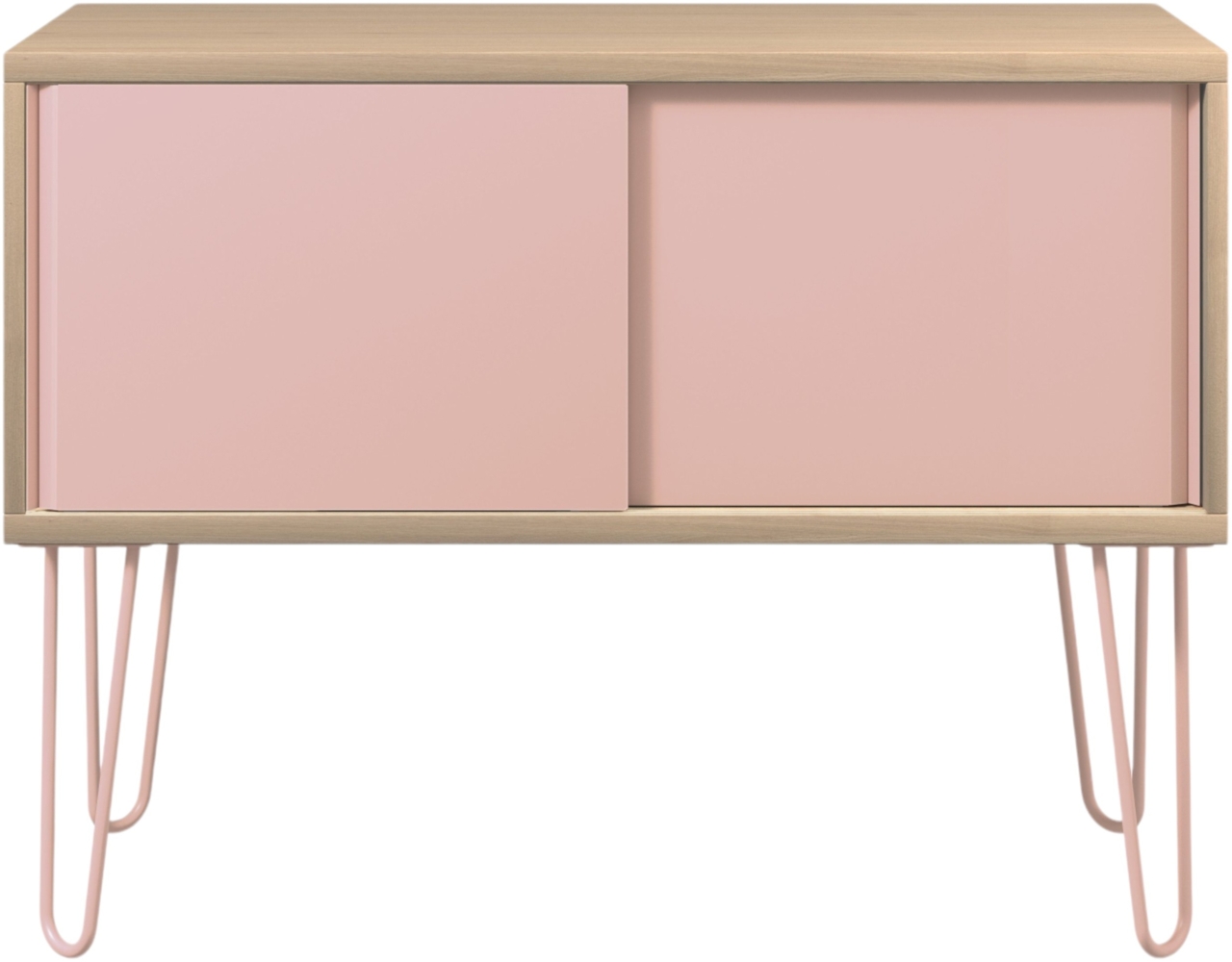 Bisley MultiRange Sideboard in Eiche-Pink - Büroschrank mit Schiebetüren 100cm breit, Retro-Design Kommode aus Holz & Metall, Schrank für Ordner, Bücher & Büro-Material, MS1007H-018-620 Bild 1