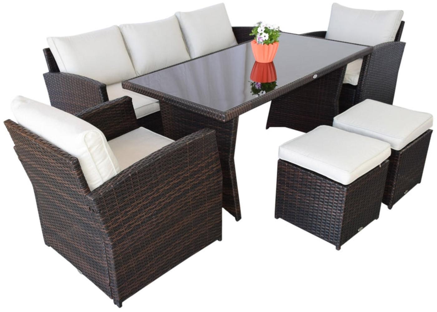 Luxus Premium Garten Polyrattan Lounge SET Möbel braun Essgruppe Sitzgruppe Bild 1