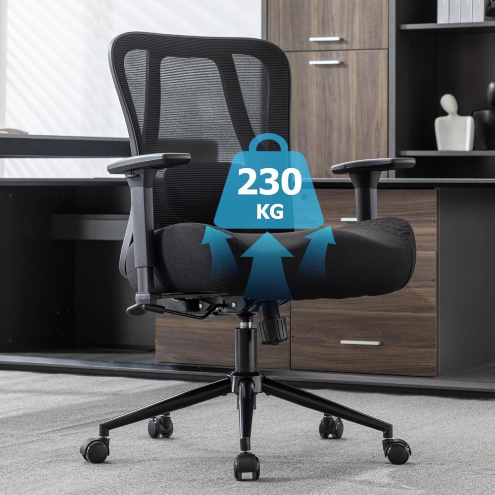 Ergonomischer Bürostuhl bis 230KG Wippfunktion Schwarz 73 x 69 x 93 cm Bild 1