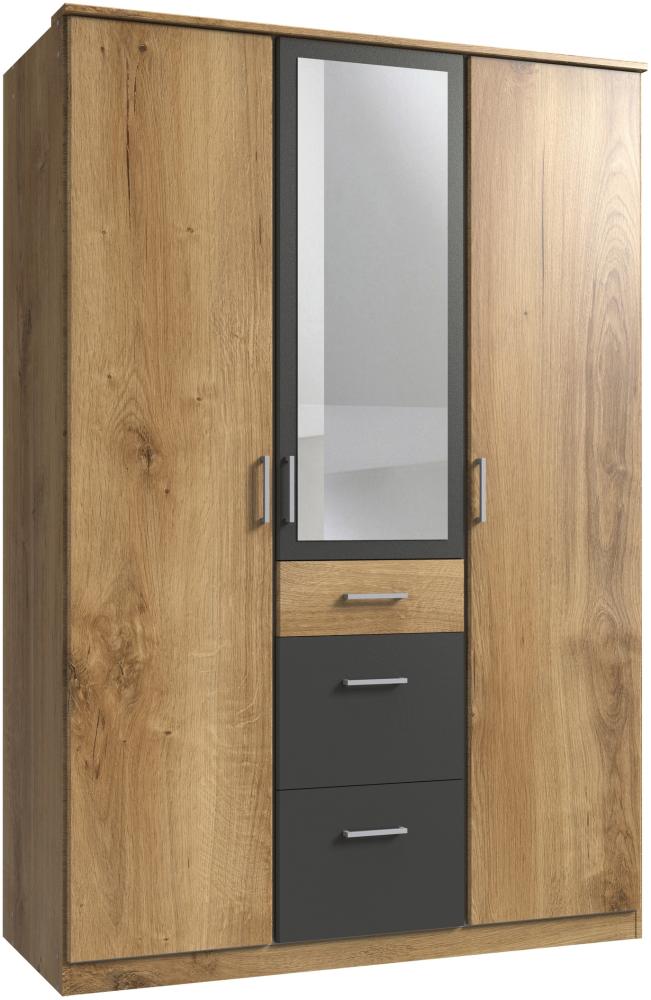 Kleiderschrank >Click< (B/H/T: 135x198x58 cm) in Plankeneiche-Nachbildung Bild 1