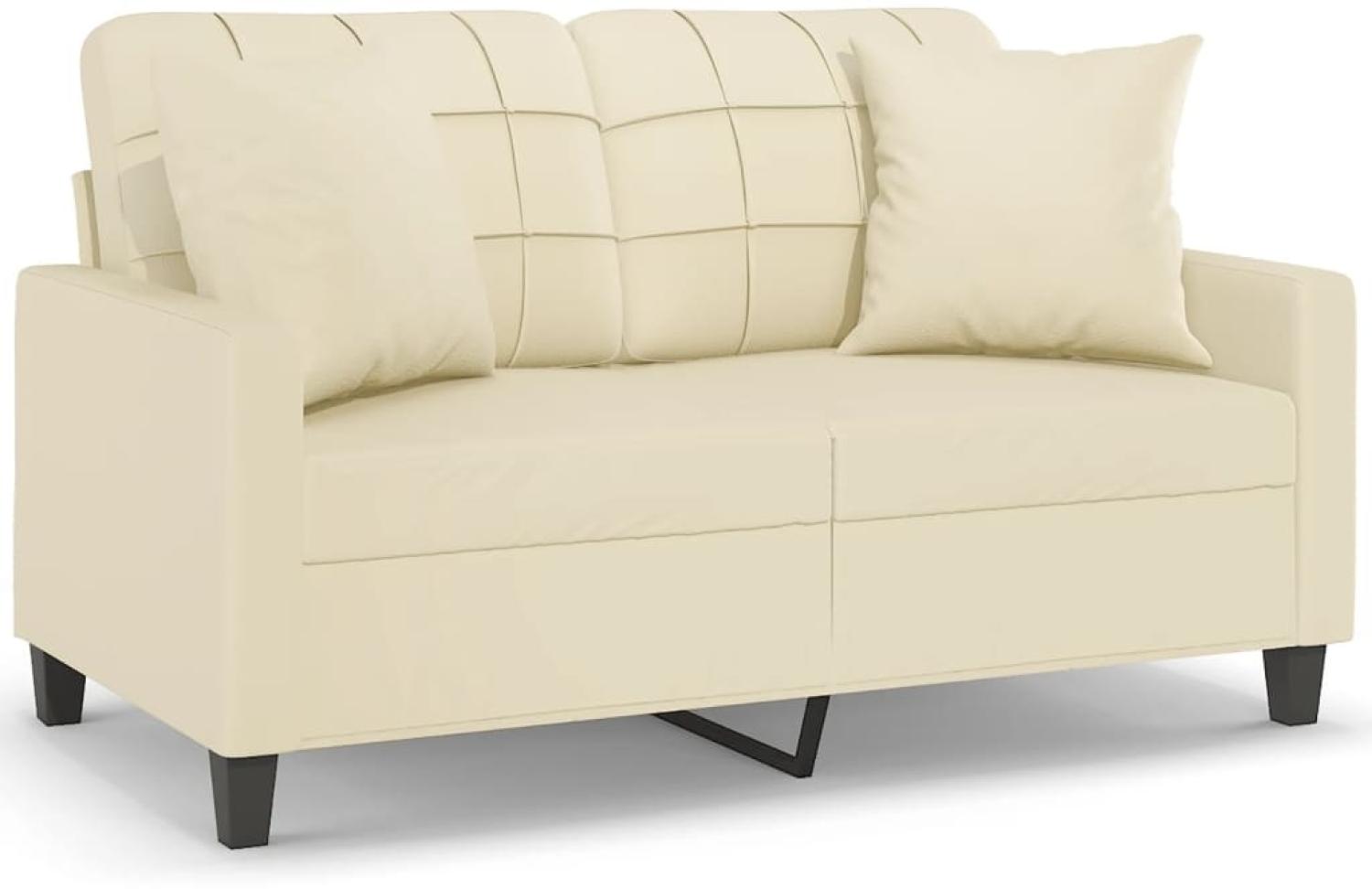 vidaXL 2-Sitzer-Sofa mit Zierkissen Creme 120 cm Kunstleder 3200799 Bild 1