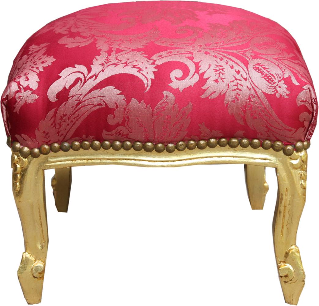 Casa Padrino Barock Fußhocker Bordeaux Muster / Gold - Antik Stil Möbel - Hocker Bild 1