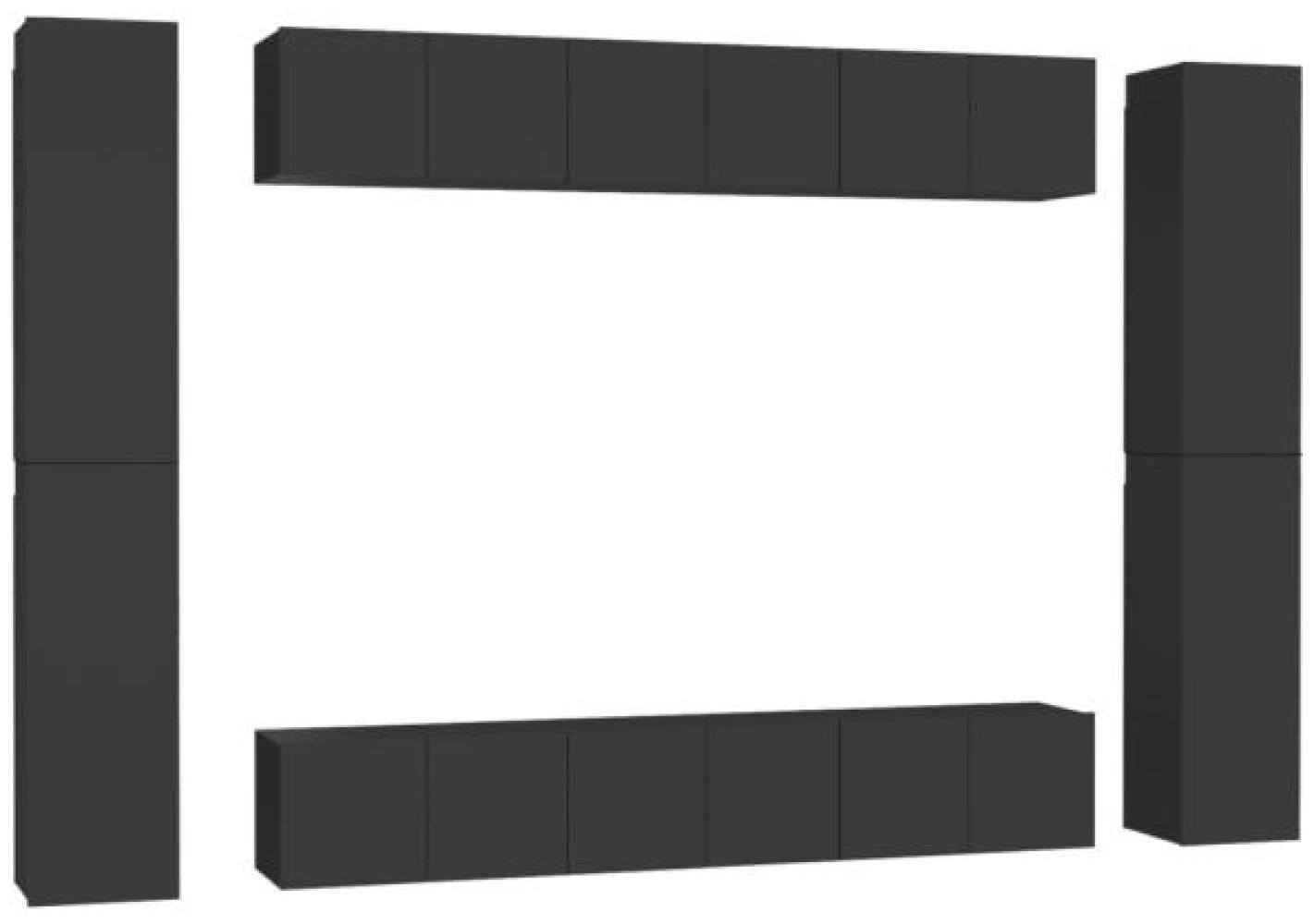 vidaXL 10-tlg. TV-Schrank-Set Schwarz Spanplatte [3078770] Bild 1